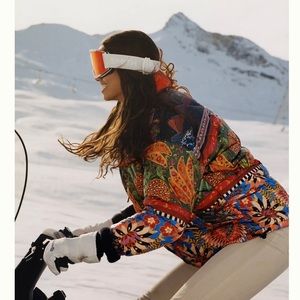 Farm Rio Abby Mix Scarves Reversible Puffer Jacket